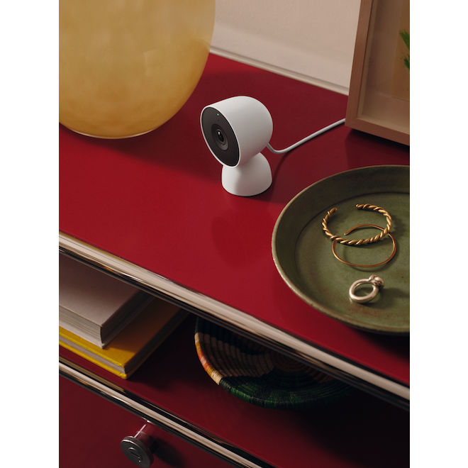 Google Nest 3rd Gen Camera Wired for Indoors with 2K Video and Gemini - Snow