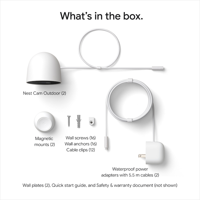 Google Nest 2nd Gen Cameras Wired for Outdoors with 2K Video and Gemini Snow - Pack of 2