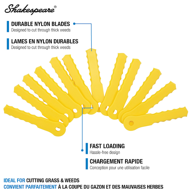 Lames de remplacement en plastique pour coupe-bordures Shakespeare, 12/pqt