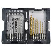 Ensemble forets pour perceuse, 24 pièces, acier au carbone