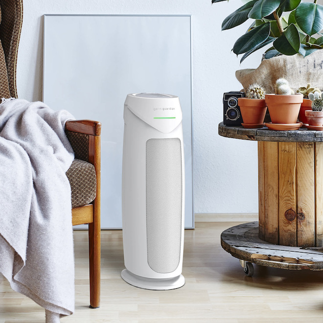 GermGuardian Intelligent Tower Air Purifier 22-in with HEPA PURE Filter - White