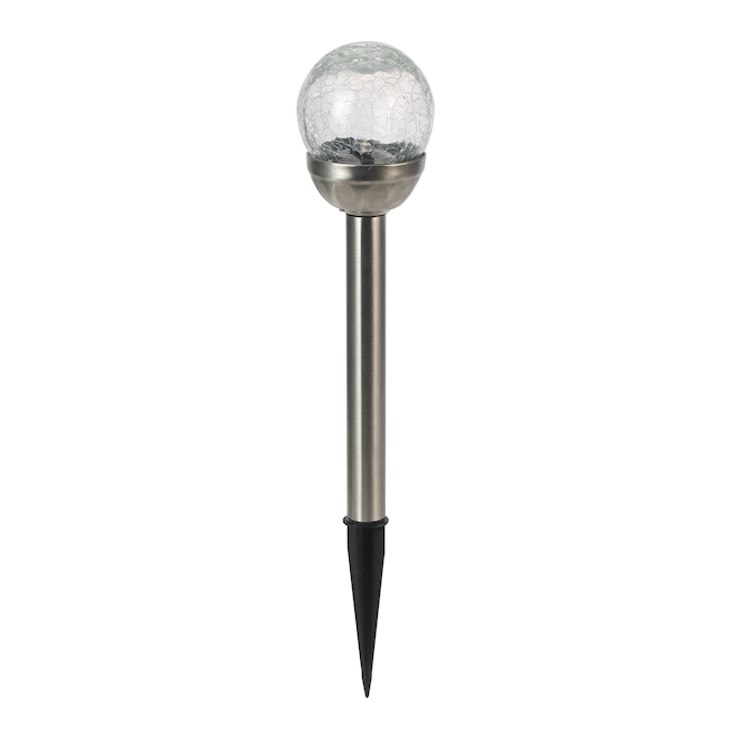 Luxworx Solar LED Crackle Ball Stake Light - Plastic Silver