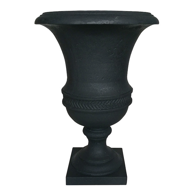 Jardinière en forme d'urne allen + roth, 14,5 po x 26 po, fibre de verre, noir