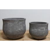 Global Planters - Cement 17.71-in x 14.96-in - Set of 2 Dark Grey