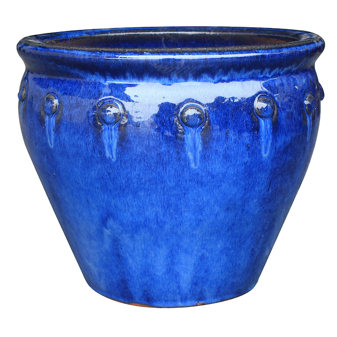 ALLEN + ROTH Allen+Roth Warrior Planter Ceramic 12.4in Blue 687815