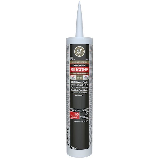 GE Supreme 299-ml Clear Silicone Sealant for Kitchen and Bathroom