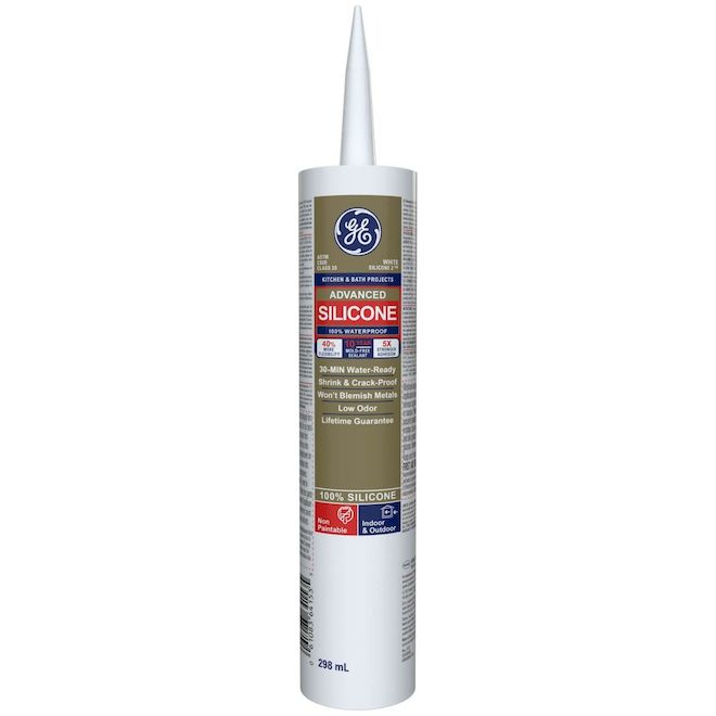 GE Advanced 299-ml White Silicone Sealant for Kitchen and Bathroom