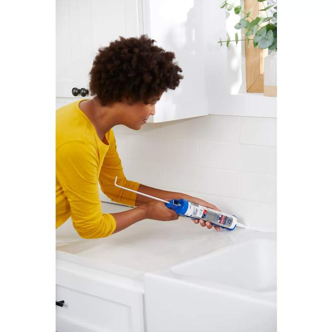 GE Advanced 299-ml White Silicone Sealant for Kitchen and Bathroom