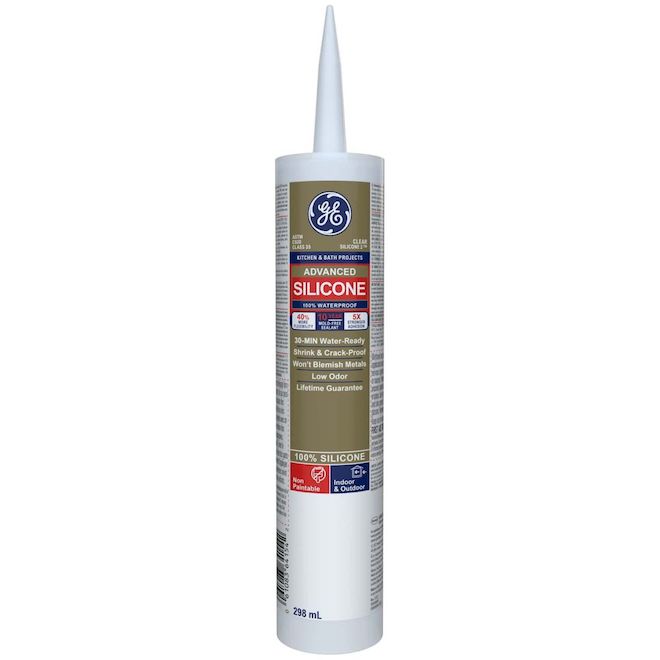 GE Advanced 299-ml Clear Silicone Sealant for Kitchen and Bathroom