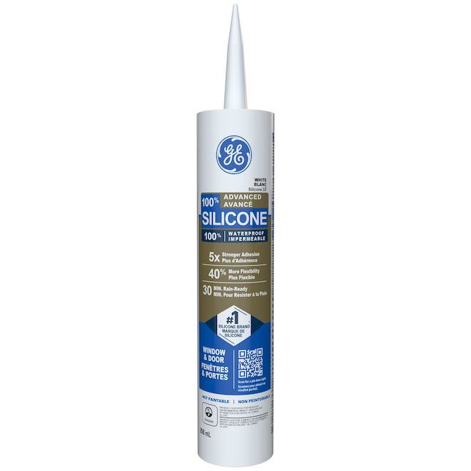 GE Advanced Silicone 2 Sealant for Windows and Doors 298-mL - White