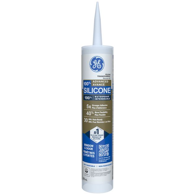GE Advanced Silicone 2 Sealant for Windows and Doors 298-mL - Clear