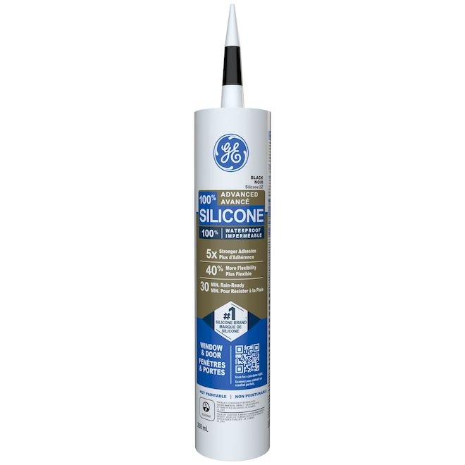 GE Advanced Silicone 2 Sealant for Windows and Doors 298-mL - Black