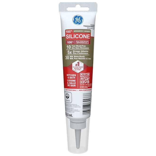 GE Advanced Silicone 2 Sealant for Kitchen and Bath 82.8-mL - Clear