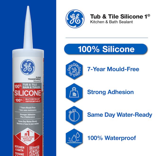 GE Silicone 1 Sealant for Tub and Tile 298-mL - White