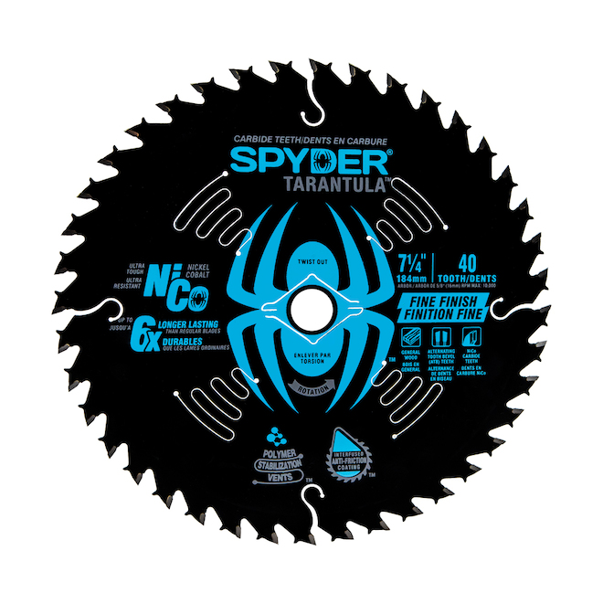 Spyder Fine Cut Saw Blade for Circular Saw in Carbide Tunsten - 7.25-in 40 Teeth