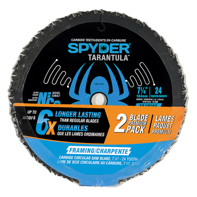 Spyder Tarantula Framing 7.25-in 24-Tooth Tungsten Carbide Steel Circular Saw Blade 2-Pack