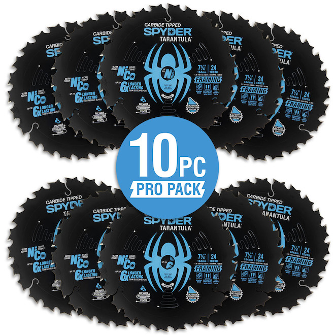 Spyder Tarantula Framing 7.25-in 24-Tooth Tungsten Carbide Steel Circular Saw Blade - Pack of 10