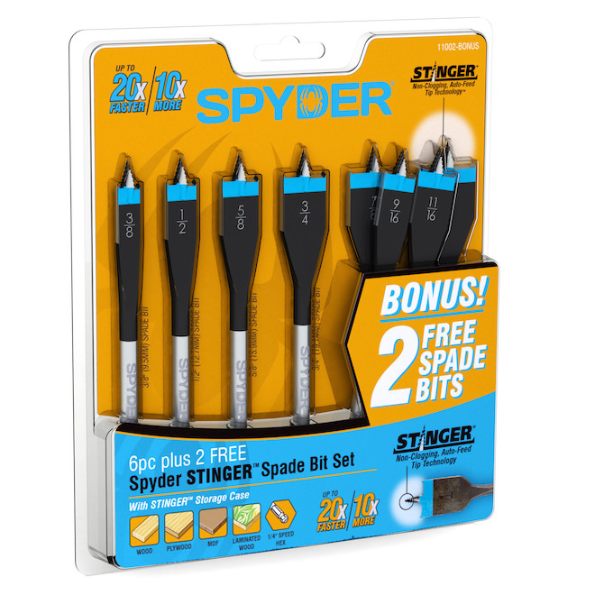 Spyder HSS 6-Piece Spade Bit Kit +2 FREE