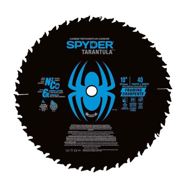 Spyder Tarantula Framing 10-in Steel Circular Saw Blade - 40 Tungsten Carbide-Tipped Teeth