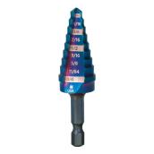 Spyder Stinger HSS 9-Step Drill Bit - 1/4 to 3/4-in - Mach-Blue Armor Plating