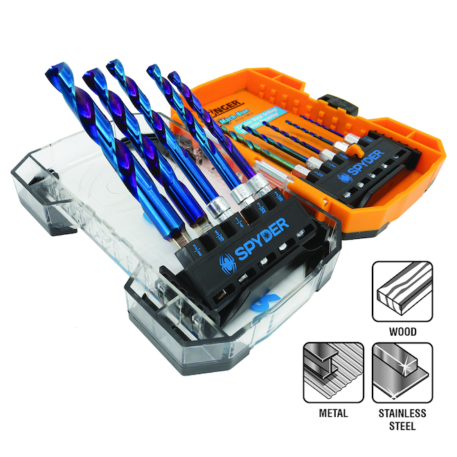 Spyder Mach-Blue 15-Piece Impact Drill/Driver Bit Set - 1/4-in - Hard Case