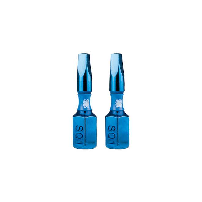 Spyder Mach-Blue Square #1 Steel Impact Driver Bit Kit - 1/4 x 1-in - 2/Kit