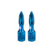 Jeu d'embouts cruciformes nº 1 en acier pour tournevis à chocs Mach-Blue de Spyder, 1/4 x 1 po, 2 embouts