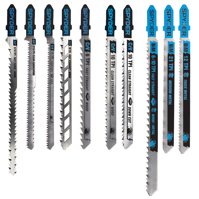 Spyder 10-Pack - T-shank - Bi-Metal Jigsaw Blades Set