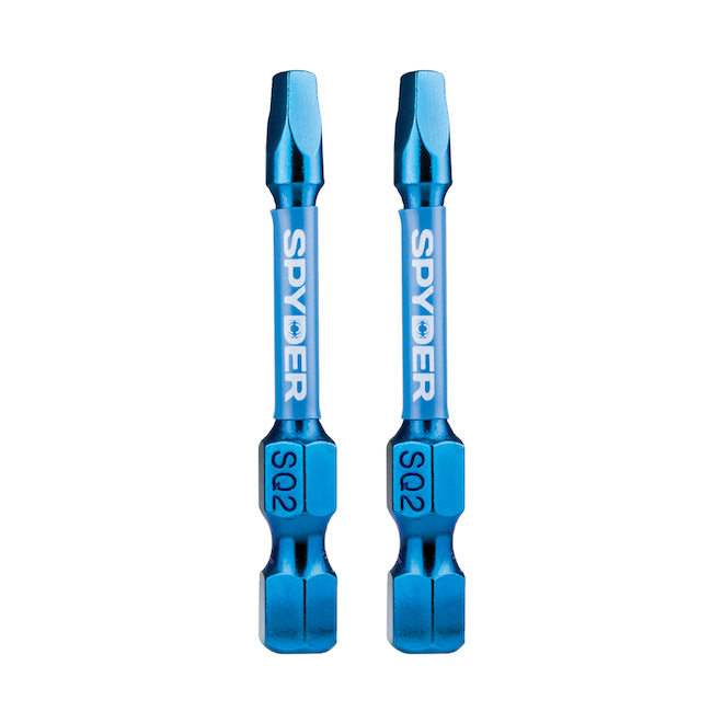 Spyder Mach-Blue #2 Square Impact Driver Bits - Steel - 1/4 x 2-in - 2 PCS