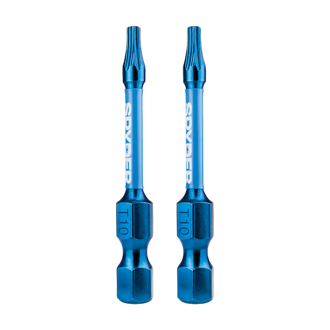 Embouts de tournevis à percussion T10 Mach-Blue de Spyder, acier, 1/4 x 2 po, 2 mcx