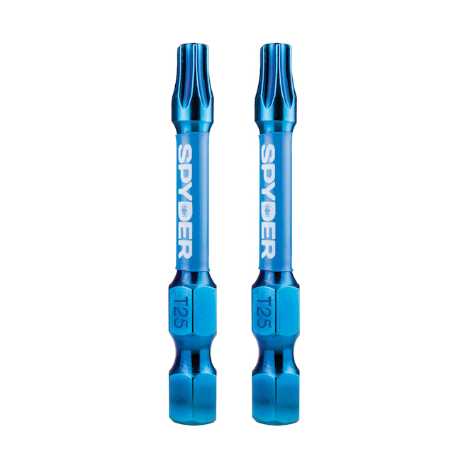 Embouts de tournevis à percussion T25 Mach-Blue de Spyder, acier, 1/4 x 2 po, 2 mcx