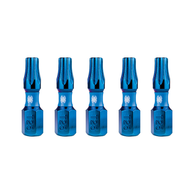 Spyder Mach-Blue T25 1/4-in x 1-in Impact Driver Bits 5-Pack