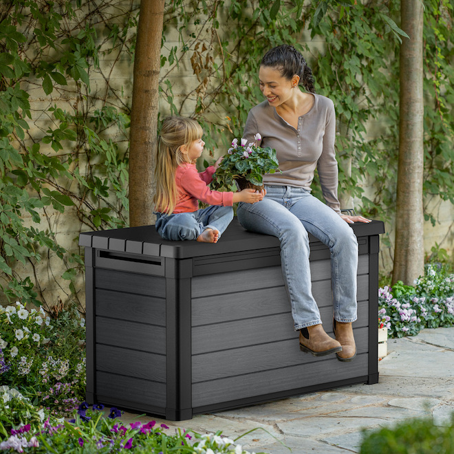KETER Cortina Black and Grey Resin 100-gal. Deck Box