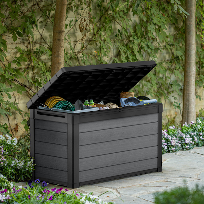 KETER Cortina Black and Grey Resin 100-gal. Deck Box