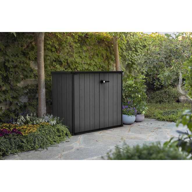 Keter Cortina Bella 4 x 4 x 2-ft Dark Grey Resin Outdoor Vertical Storage Shed