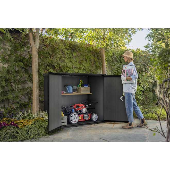 Keter Cortina Bella 4 x 4 x 2-ft Dark Grey Resin Outdoor Vertical Storage Shed