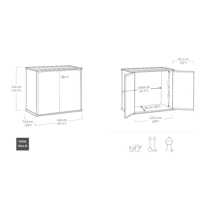 Keter Cortina Bella 4 x 4 x 2-ft Dark Grey Resin Outdoor Vertical Storage Shed