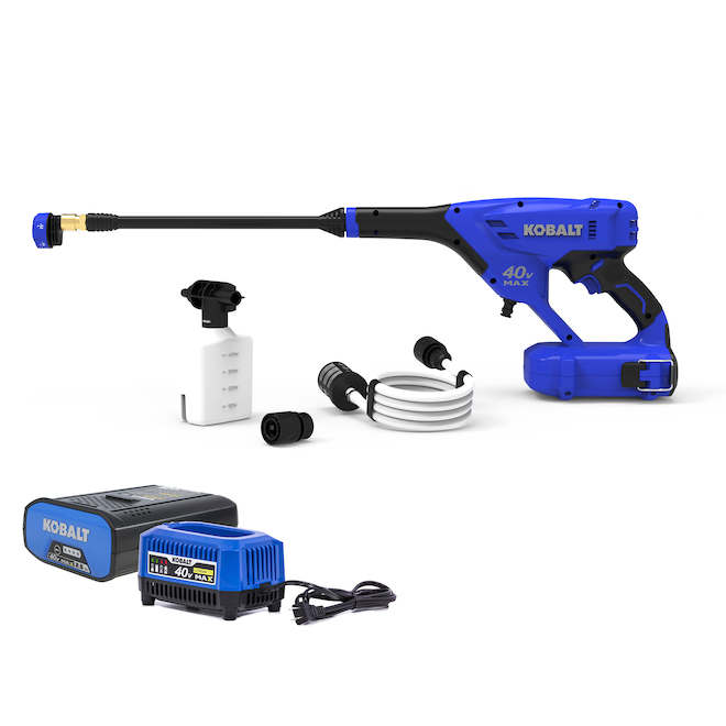 Kobalt 40-Volt Electric Handheld Pressure Washer Kit - 2-Ah - 600-PSI - Blue