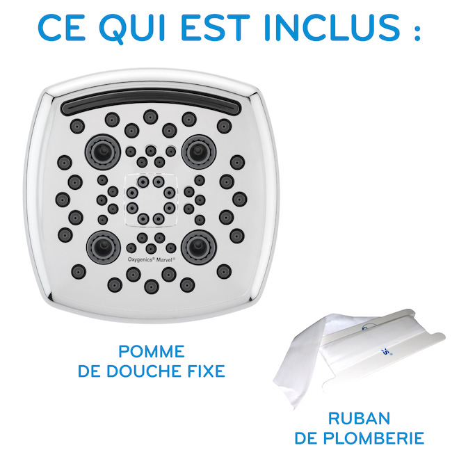 Douche à main à 6 fonctions, Oxygenics Marvel, chrome poli (1-paquet)