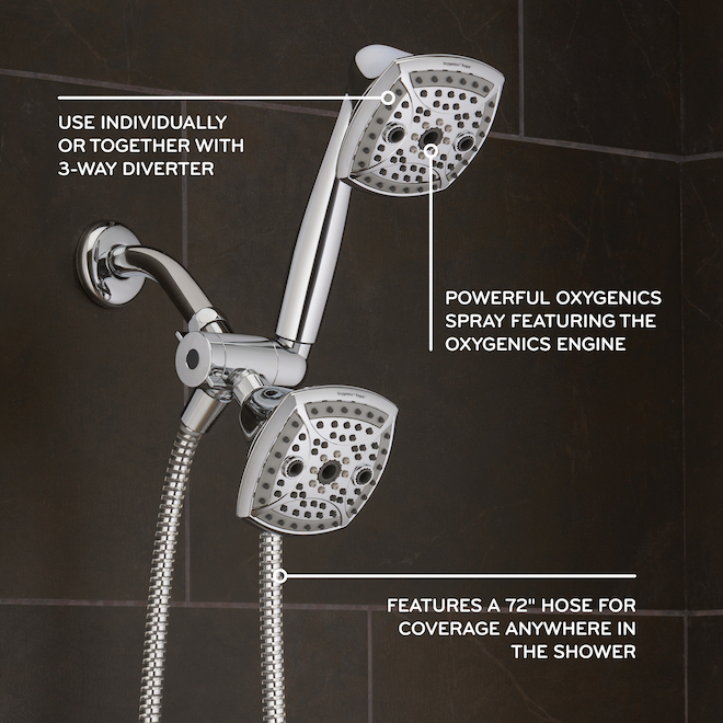 Oxygenics Rogue Polished Chrome - 80-Settings Shower Head and Handheld Shower Combo (1-Pack)