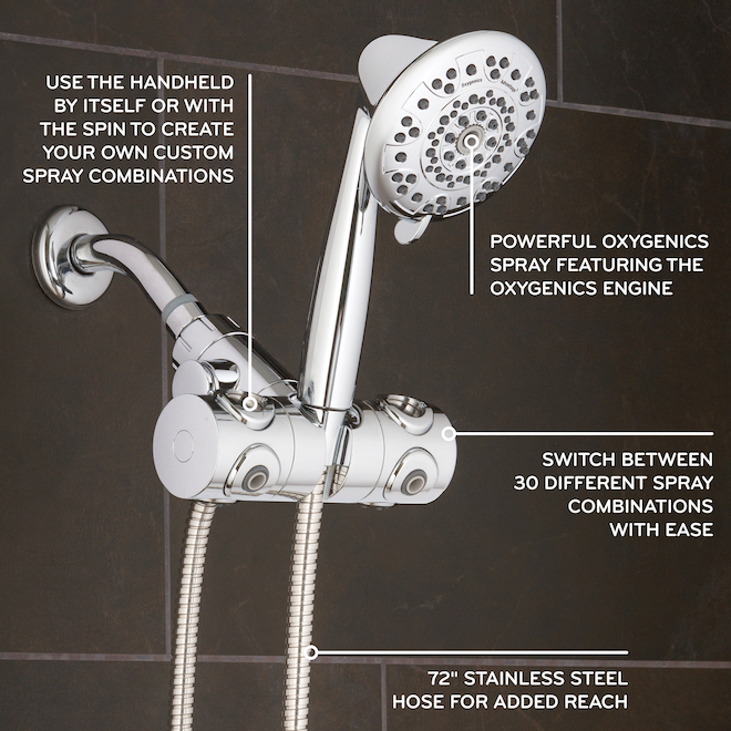 Oxygenics 3-Setting Shower Head - Polished Chrome