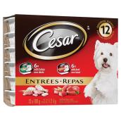 Repas humides pour chiens, boeuf et dinde, 12 barquettes
