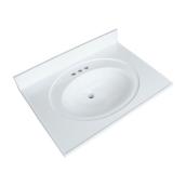 Comptoir de salle de bain à évier intégré Luxo Marbre, similimarbre, entraxe 4 po, blanc, 31 po l. x 22 po p.