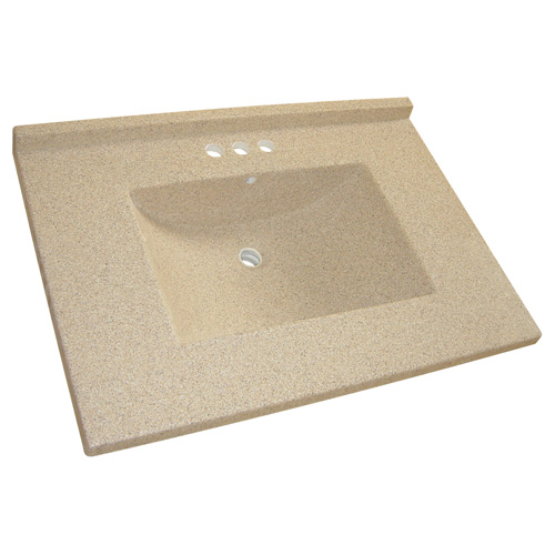 Comptoir en similimarbre Luxo Marbre, brun granite agencé au lavabo, 4 po, installation centrale, dosseret