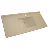 Luxo Marbre Vanity Bathroom Countertop and Integrated Sink - 49-in W x 22-in D - Brown Granite - Synthetic Marble