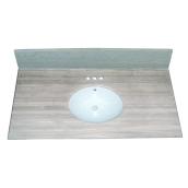 Dessus de meuble-lavabo, 49" x 22", blanc/gris