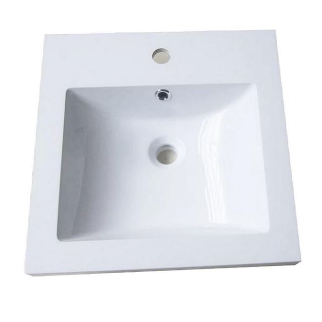 Lavabo de salle de bain intégré de Luxo Marbre, similimarbre, 18 po l. x 18 po p., blanc