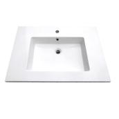 Comptoir de salle de bain à lavabo intégré Luxo Marbre, similimarbre blanc, 31 po l. x 22 po p., trop-plein intégré