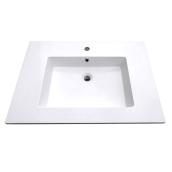 Comptoir de salle de bain à lavabo intégré Luxo Marbre, similimarbre blanc, rectangulaire, 37 po l. x 22 po p.