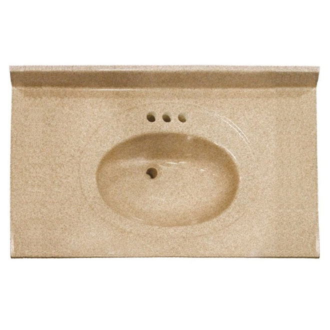 Dessus de meuble-lavabo en similimarbre à lavabo intégré Luxo Marbre, brun granite, 31 po l. x 22 po p., entraxe 4 po